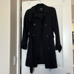 Express Black Double Breasted Trench Coat